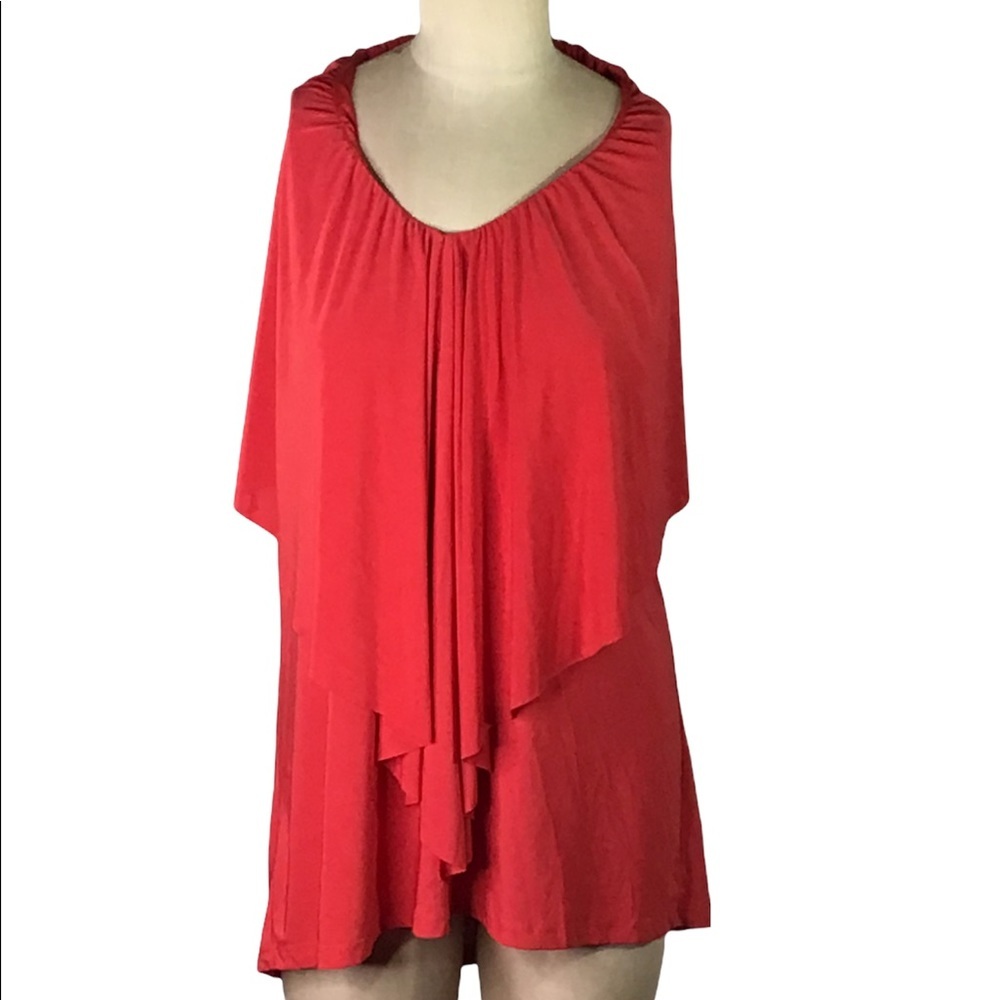 Dots Red Ruffles & Backless Top. 3X, NWOT